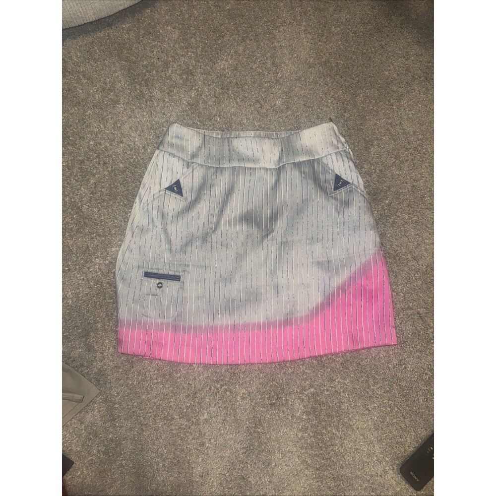 Jamie Sadock skort golf Tennis Skirt Umbree Gray vertical stripe Pockets Sz 2